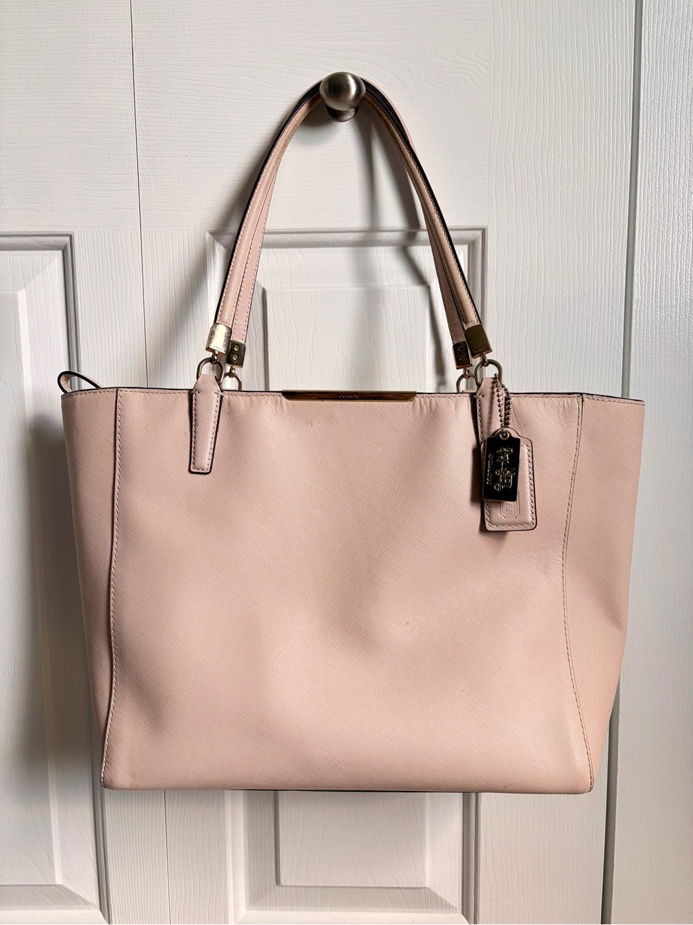 Coach Madison Saffiano Leather East West Tote Bag in Blush Pink